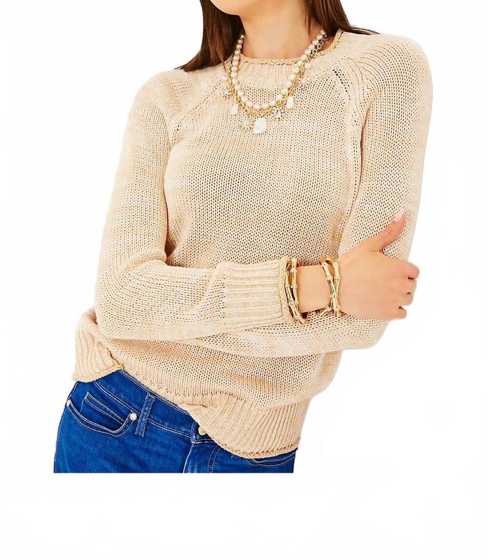 NEW LILLY PULITZER deba crewneck sweater in wicker tan marl